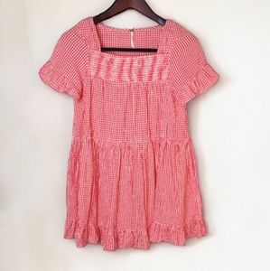 Free People Red Gingham Tunic Top